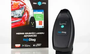 Miernik grubości lakieru NexDiag pokazuje 116µm. Idealny do precyzyjnych pomiarów, nawet do 400 mikronów.